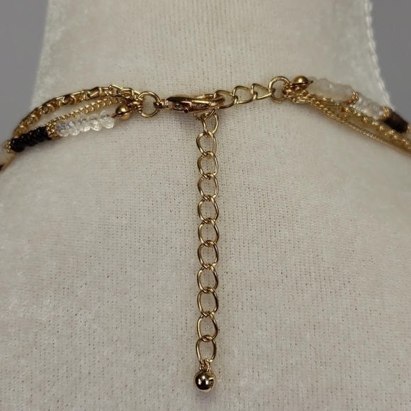 MULTI-MEDIA Tassle Necklace Gold & Brown Bead EUC - Picture 4 of 9